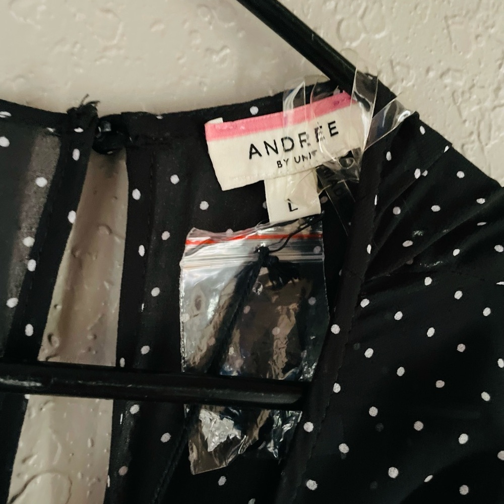 Black Polka Dot Midi Dress - Elegant Gathered Side Detail - Picture 4 of 7
